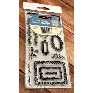 FISKARS 12-8953 OODLES & DOODLES CLEAR CLING STAMP SET HEARTS FRAMES
